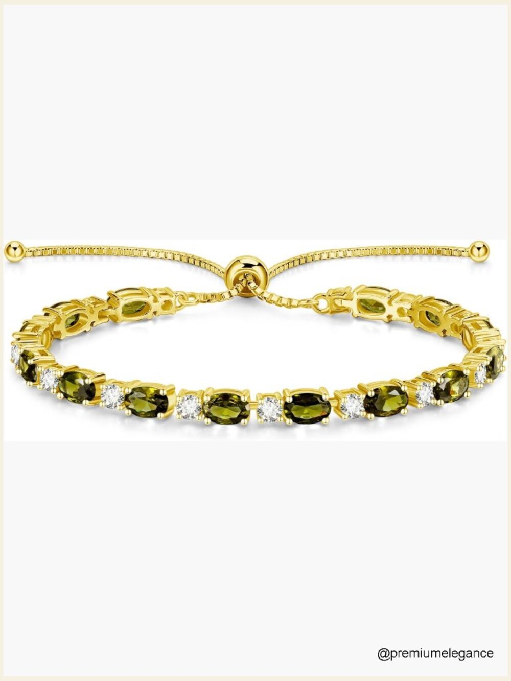 14K Gold Plated Sterling Silver Bolo Tennis Bracelet Adjustable 5.5-9.5"